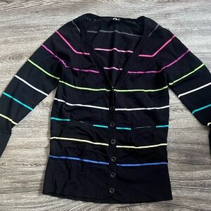 Striped Black Cardigan Sweater
